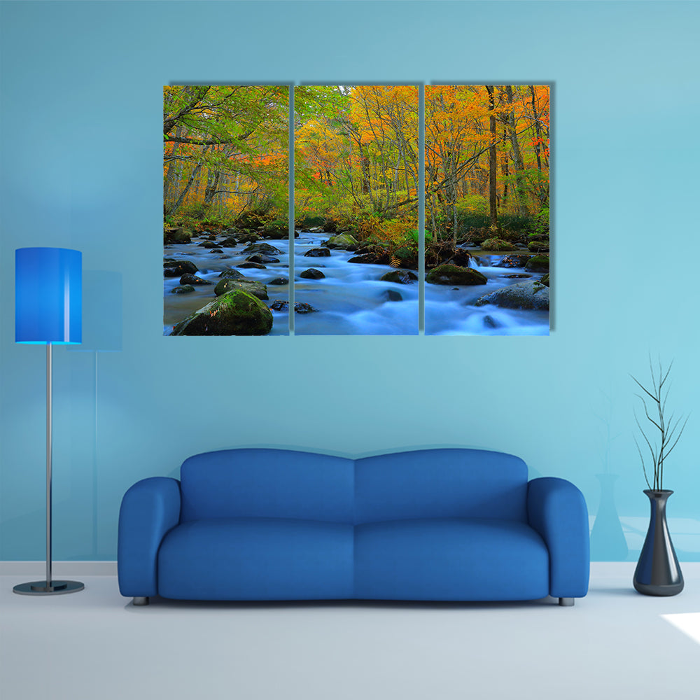 Oirase Gorge in autumn multi panel canvas wall art