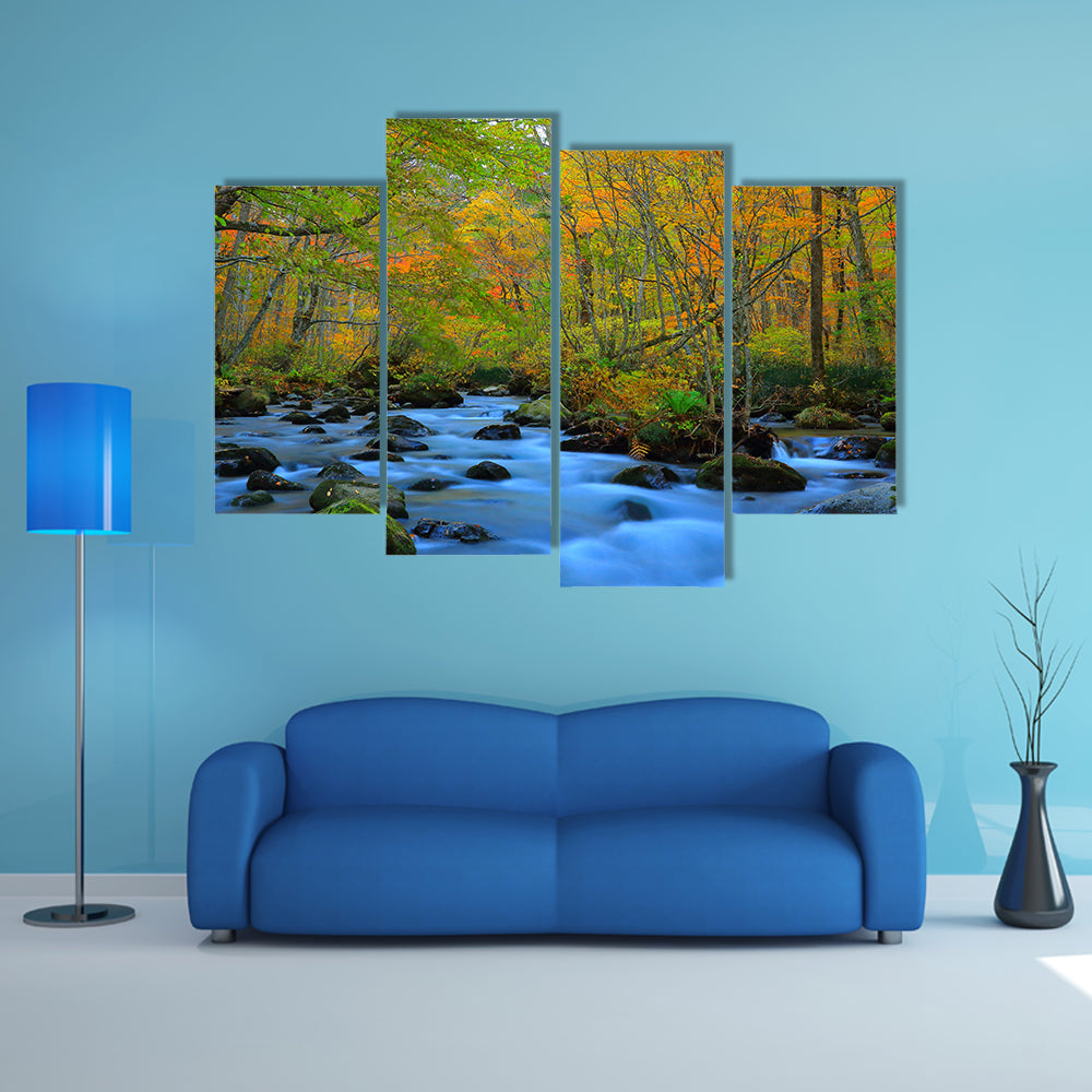 Oirase Gorge in autumn multi panel canvas wall art