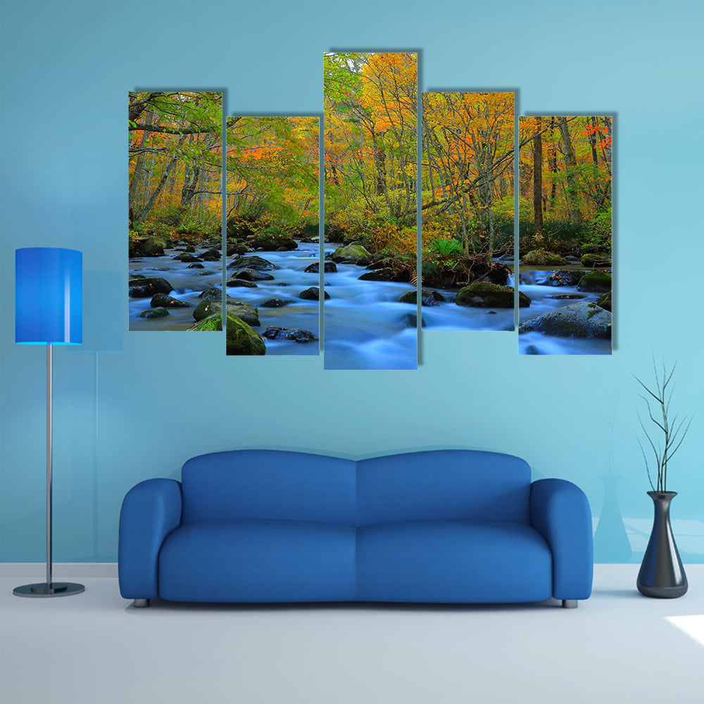 Oirase Gorge in autumn multi panel canvas wall art