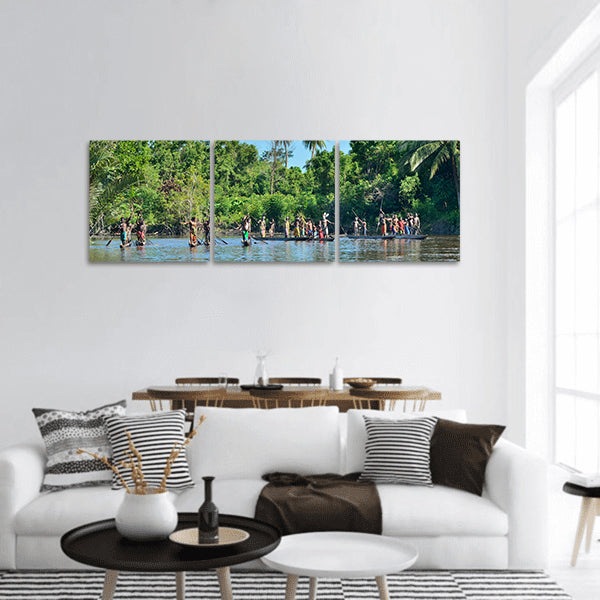 INDONESIA, IRIAN JAYA, ASMAT PROVINCE, JOW VILLAGE Panoramic canvas Wall Art
