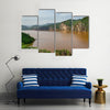 Landscape including calm brown water of Lake Ring Road Cameroon Multi panel canvas wall art