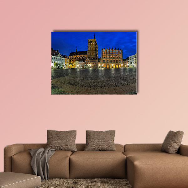 Night panorama of Old Market square with Nicholas' Church wall art