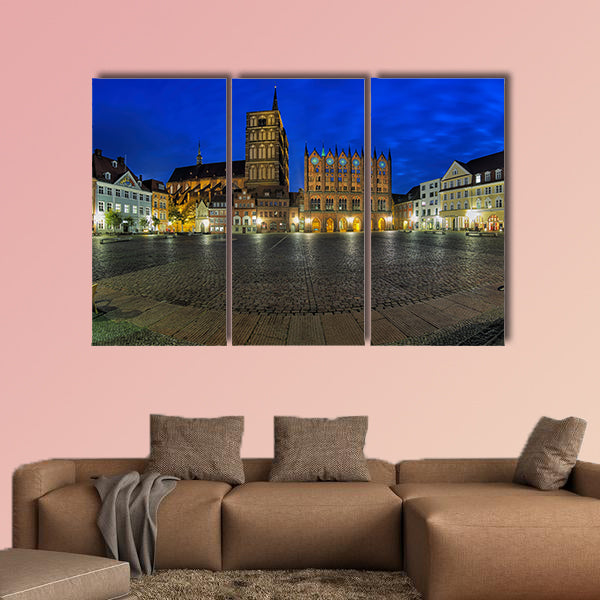 Night panorama of Old Market square with Nicholas' Church wall art