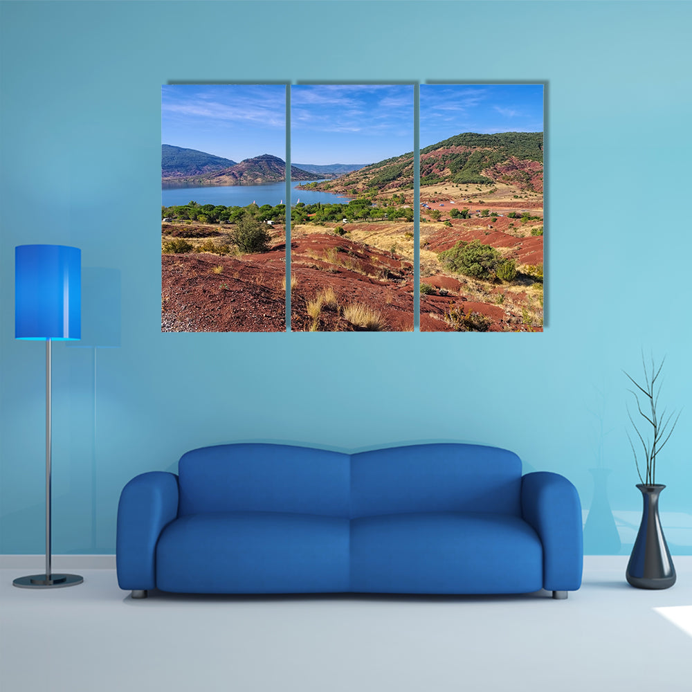 Lac du Salagou in France, Languedoc Roussillon multi panel canvas wall art