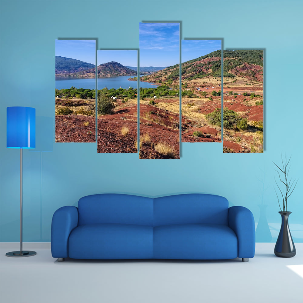Lac du Salagou in France, Languedoc Roussillon multi panel canvas wall art