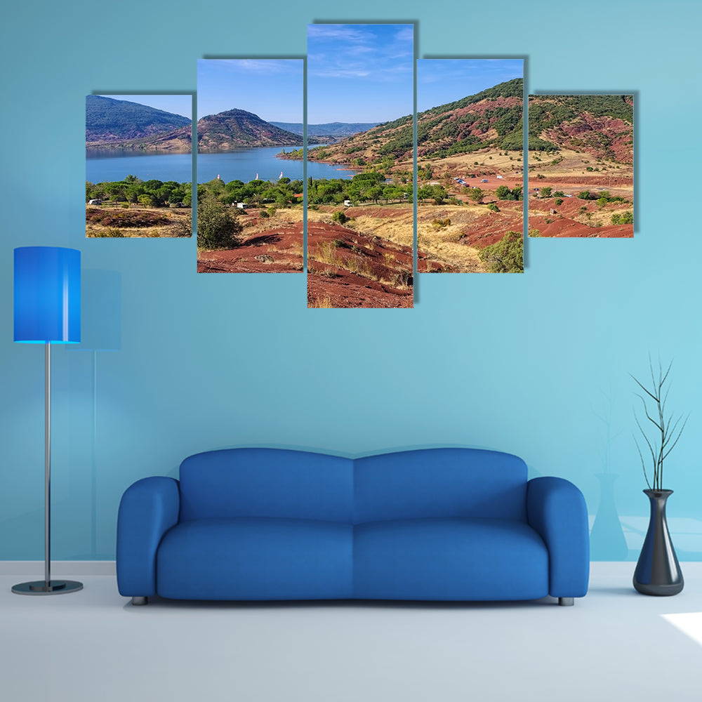 Lac du Salagou in France, Languedoc Roussillon multi panel canvas wall art