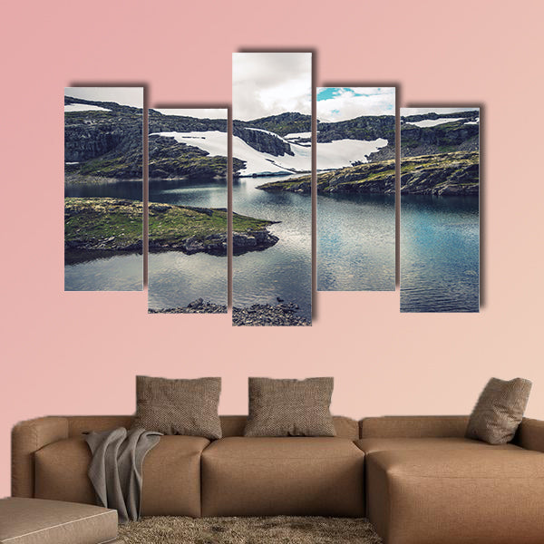 Mountain Glacial Lakes Landscape, Mountain multi panel canvas wall art