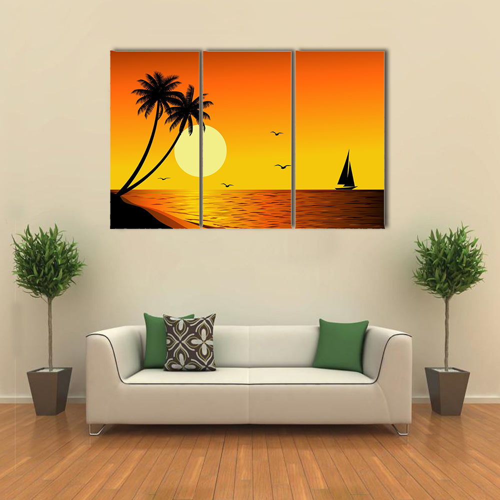 Beautiful Sunset Multi Panel Canvas Wall Art