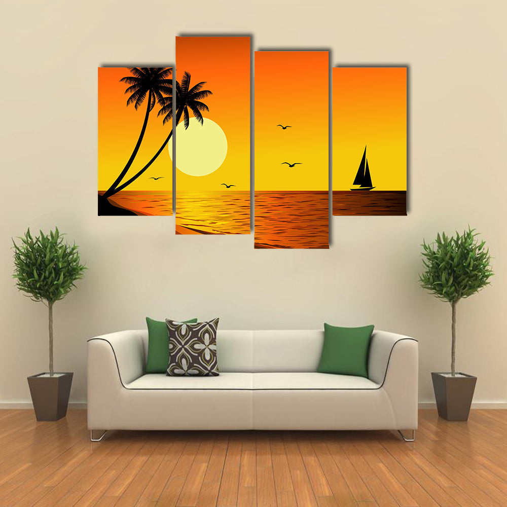 Beautiful Sunset Multi Panel Canvas Wall Art