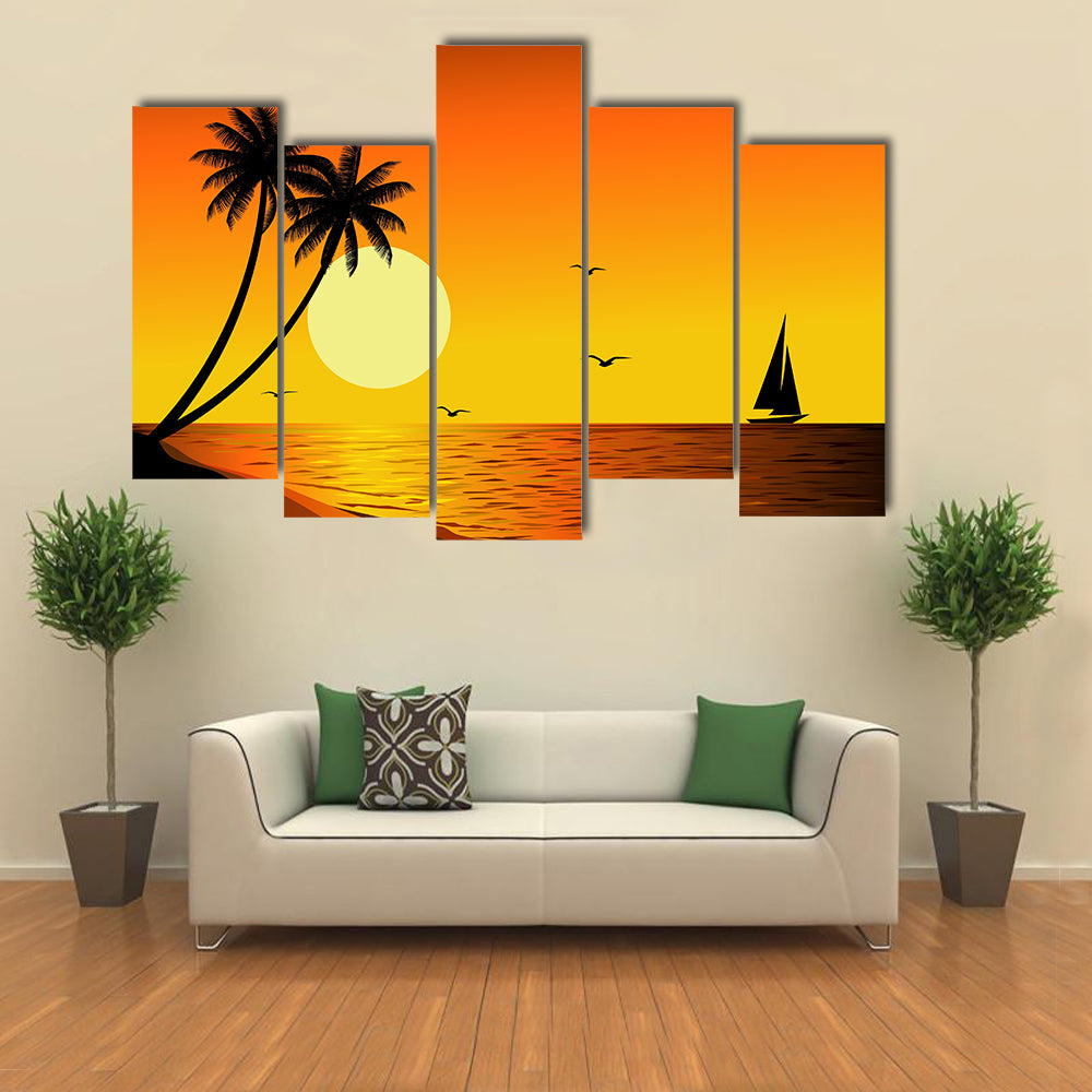 Beautiful Sunset Multi Panel Canvas Wall Art