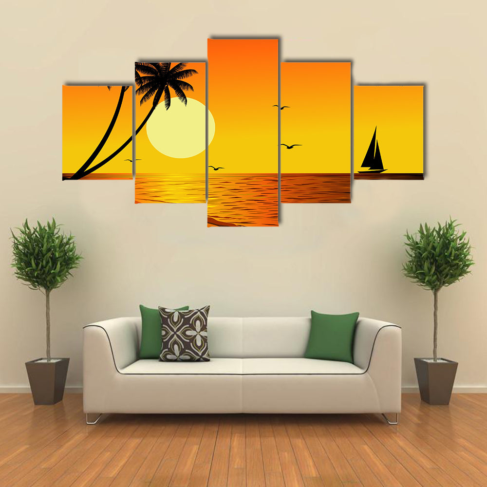 Beautiful Sunset Multi Panel Canvas Wall Art