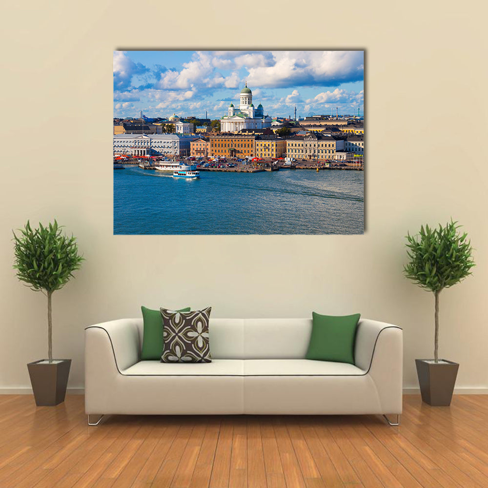 Summer panorama of Helsinki, Finland Multi panel canvas wall art