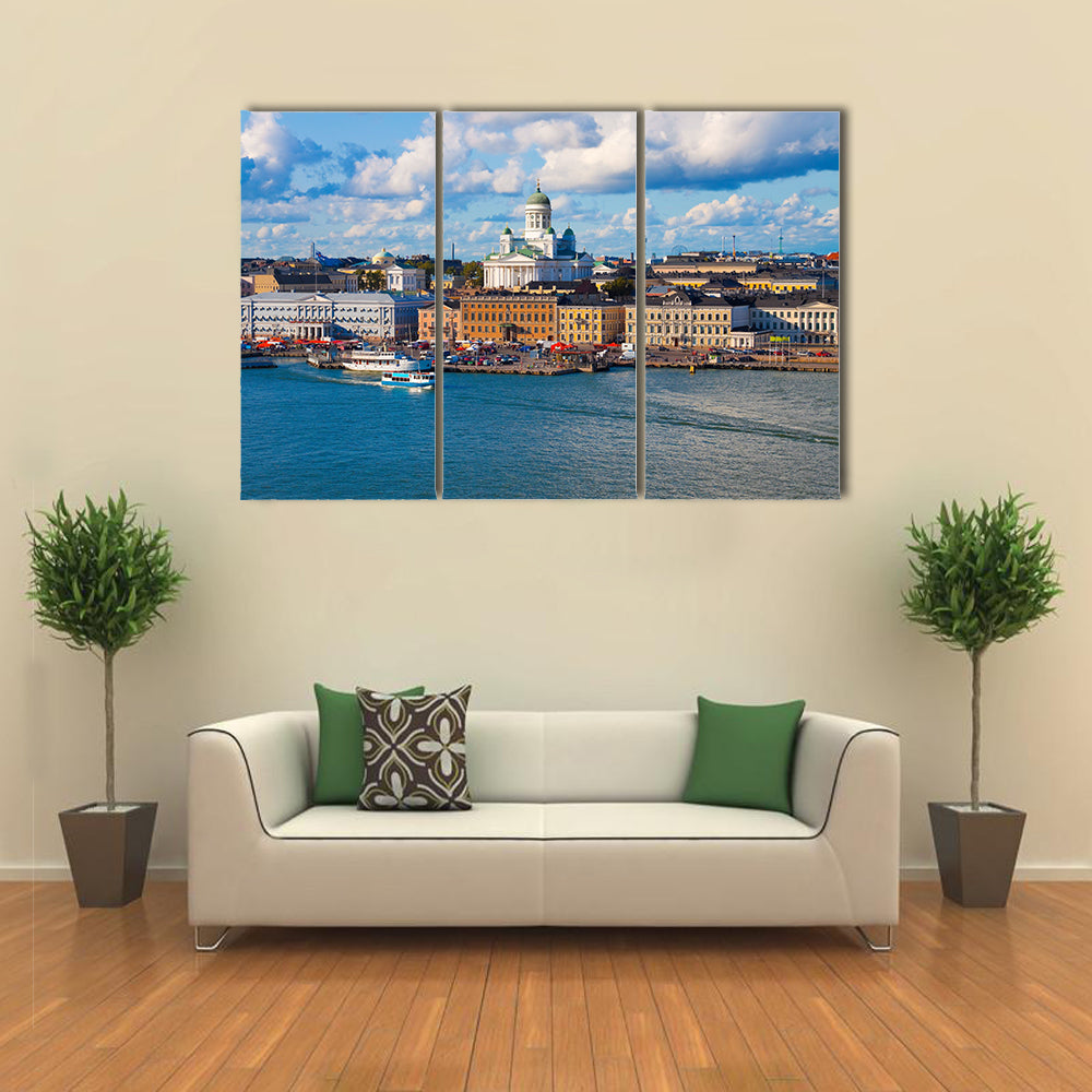Summer panorama of Helsinki, Finland Multi panel canvas wall art