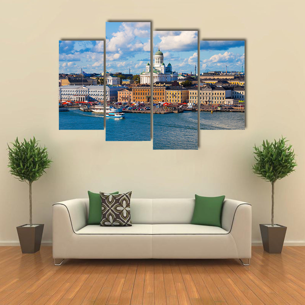 Summer panorama of Helsinki, Finland Multi panel canvas wall art
