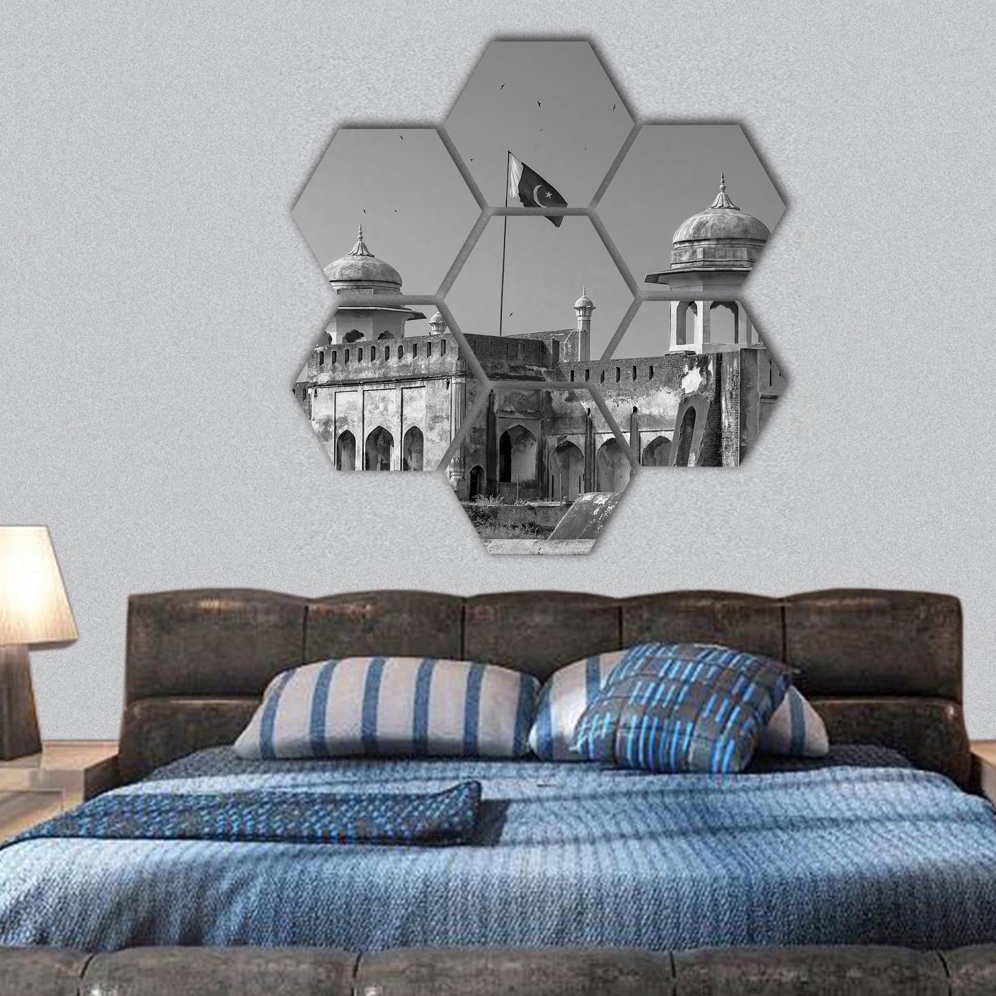 The Lahore Fort, locally referred to as the Shahi Qila hexagonal canvas wall art