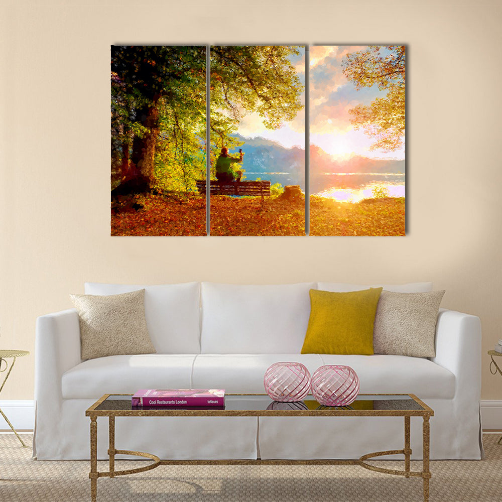 Watercolor paint effect multi panel canvas wall art
