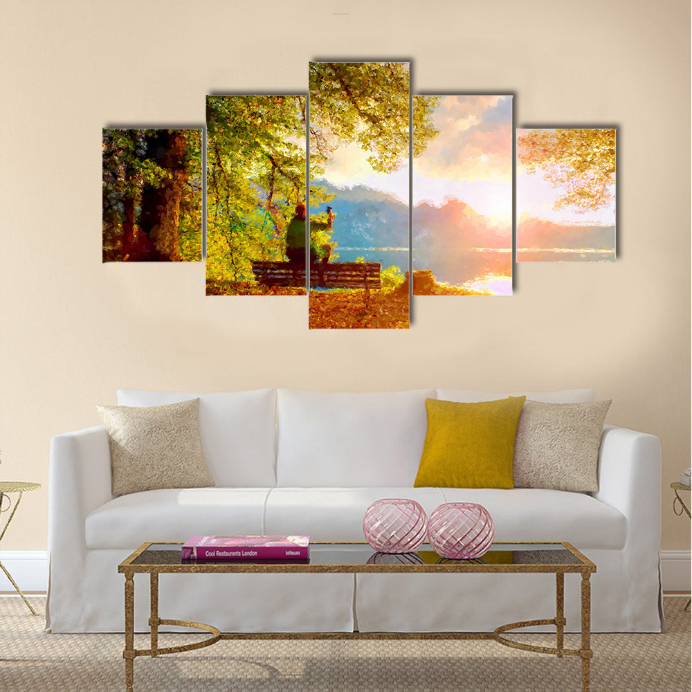 Watercolor paint effect multi panel canvas wall art