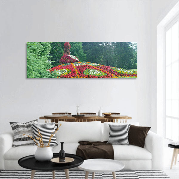 Flower peacock sculpture Mainau island Germany Panoramic canvas Wall Art