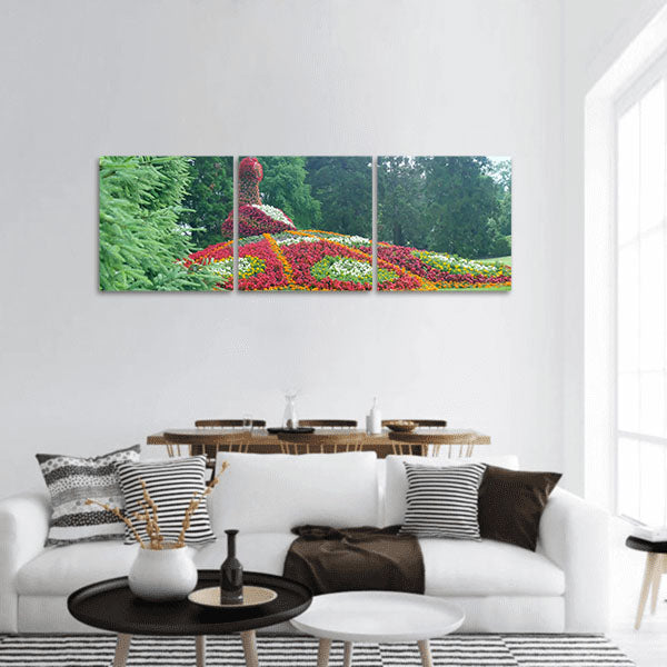 Flower peacock sculpture Mainau island Germany Panoramic canvas Wall Art