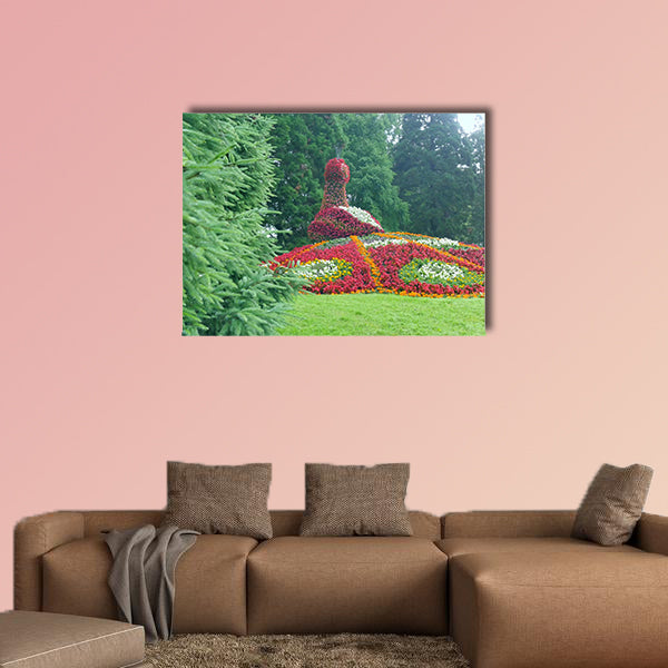 Flower peacock sculpture, Mainau Island Germany multi panel canvas wall art