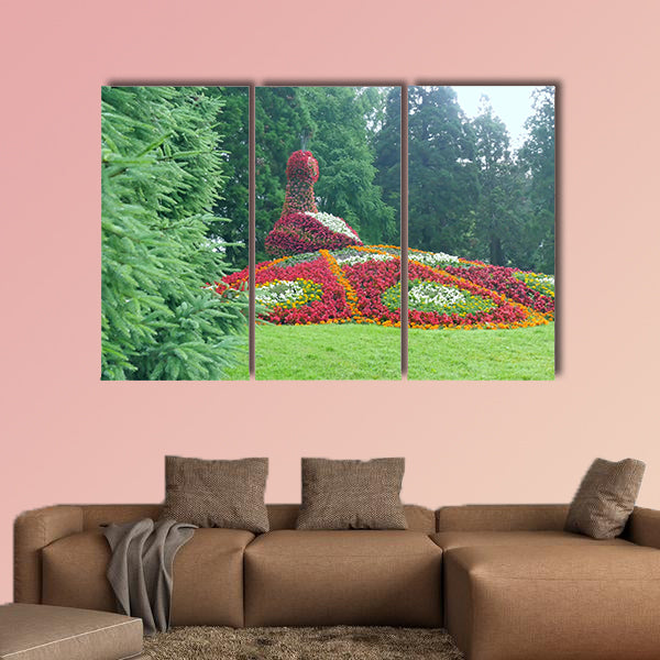 Flower peacock sculpture, Mainau Island Germany multi panel canvas wall art
