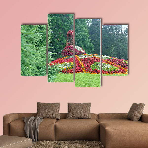 Flower peacock sculpture, Mainau Island Germany multi panel canvas wall art