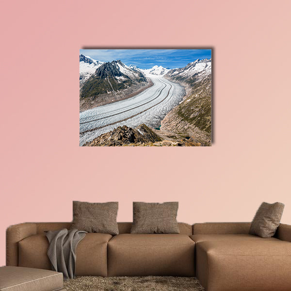 Part of the Aletsch glacier, Jungraujoch in background multi panel canvas wall art