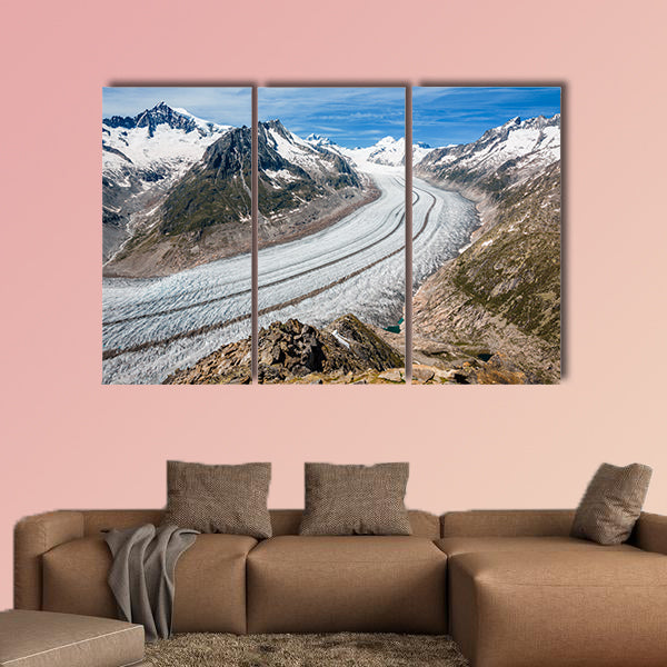 Part of the Aletsch glacier, Jungraujoch in background multi panel canvas wall art