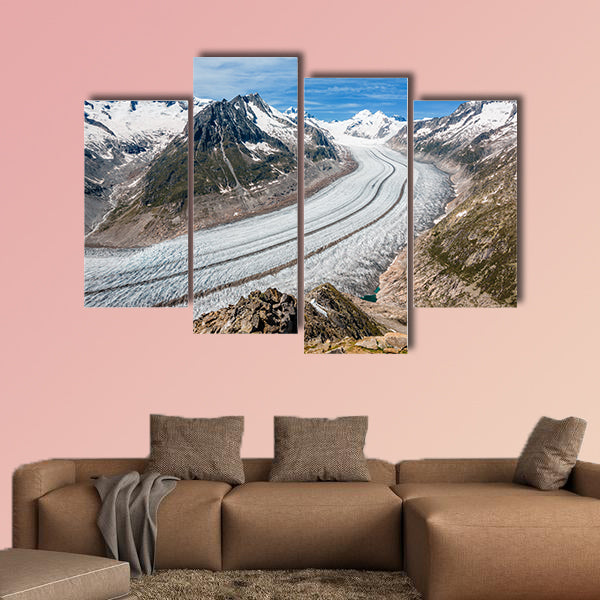 Part of the Aletsch glacier, Jungraujoch in background multi panel canvas wall art