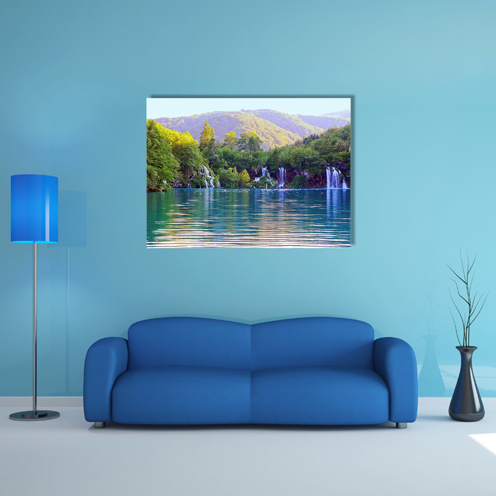 Mesmerizing View Of Waterfalls In Plitvice Lakes National Park In Croatia Multi Panel Canvas Wall Art