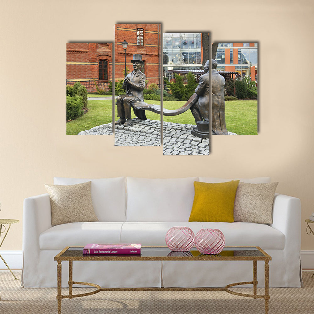 Monument to Makuszynski and Walentynowicz in Opole, Poland Multi Panel Canvas Wall Art