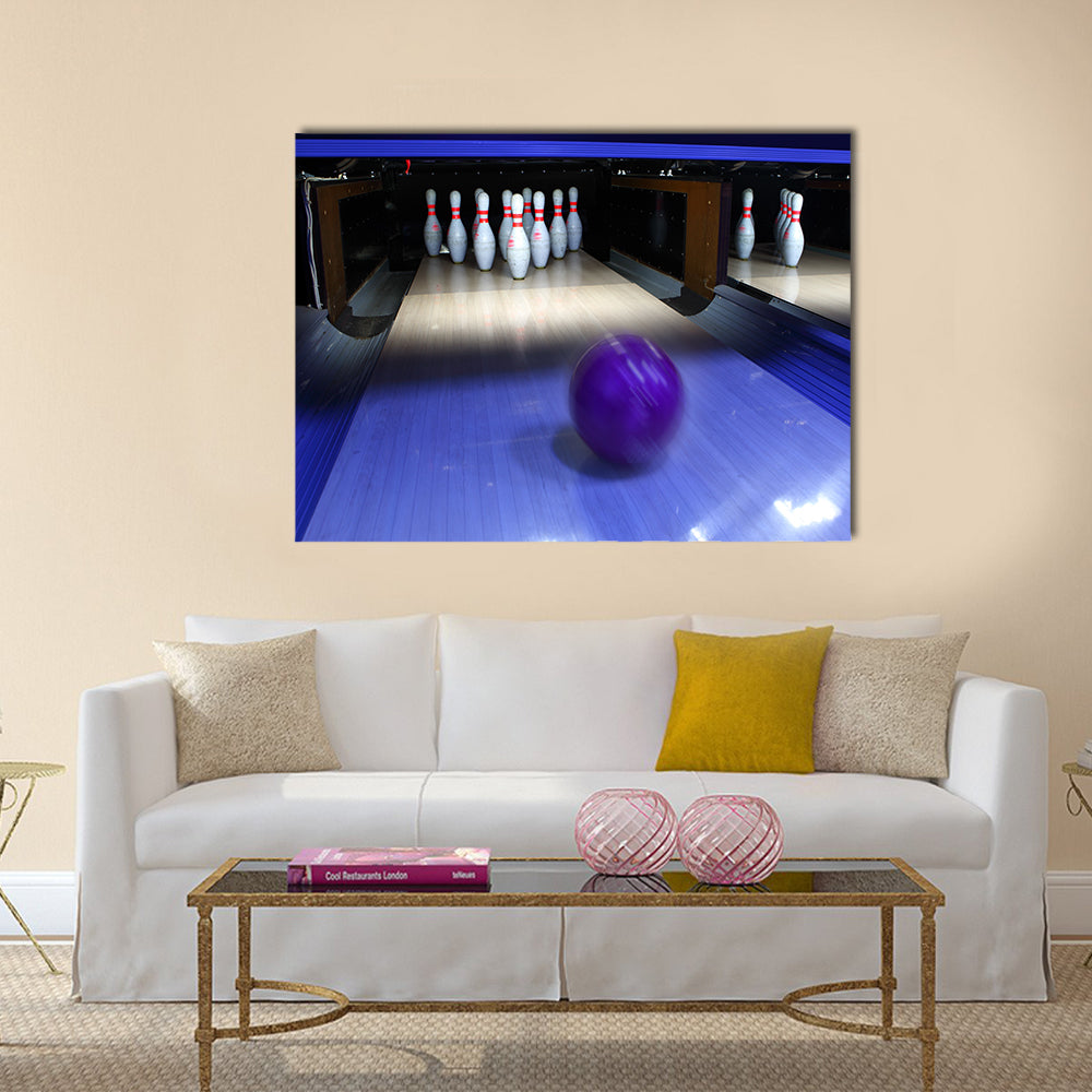 Bowling ball and pins Multi panel canvas wall art