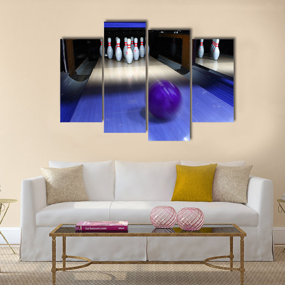 Bowling ball and pins Multi panel canvas wall art