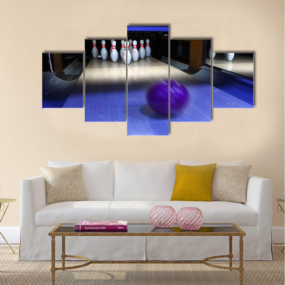 Bowling ball and pins Multi panel canvas wall art