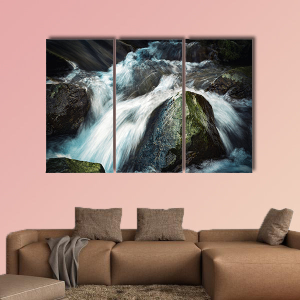 Seasonal background Wild River between stones multi panel canvas wall art