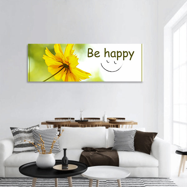 Yellow flower with the text panoramic canvas wall art