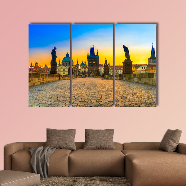 Prague, Charles Bridge and Old Town, Czech Republic multi panel canvas wall art