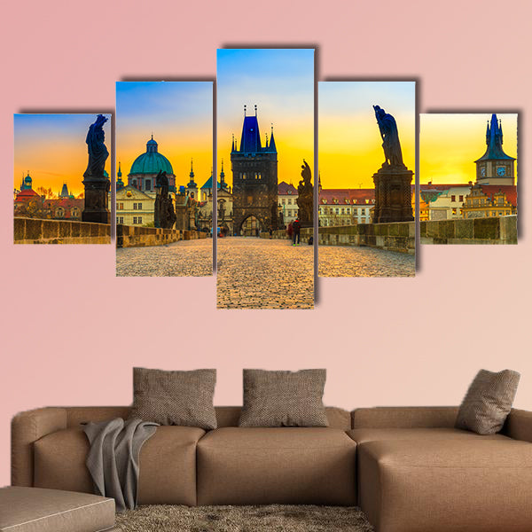 Prague, Charles Bridge and Old Town, Czech Republic multi panel canvas wall art