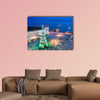 Christmas tree on Commerce square at twilight in Lisbon, Portugal multi panel canvas wall art