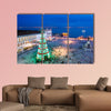 Christmas tree on Commerce square at twilight in Lisbon, Portugal multi panel canvas wall art