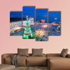 Christmas tree on Commerce square at twilight in Lisbon, Portugal multi panel canvas wall art