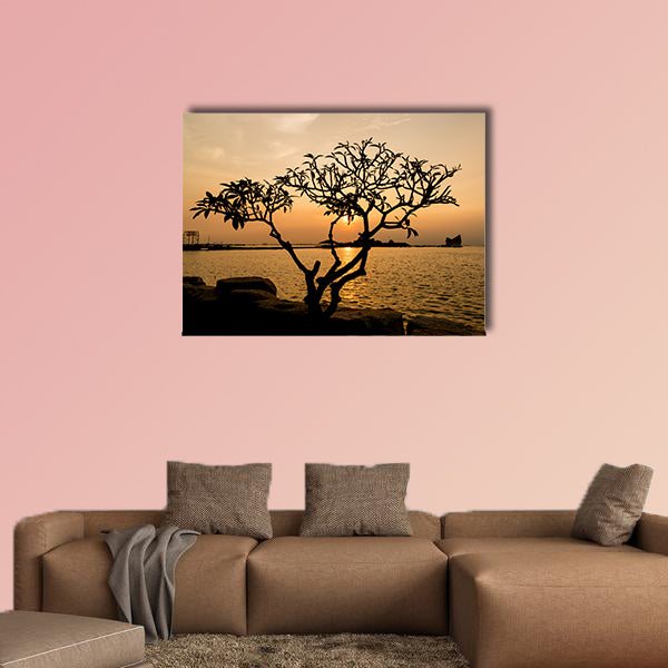 Silhouette of tree, the atmosphere during sunset at Koh Loi wall art