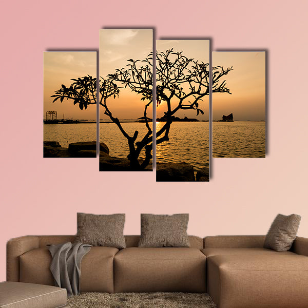 Silhouette of tree, the atmosphere during sunset at Koh Loi wall art