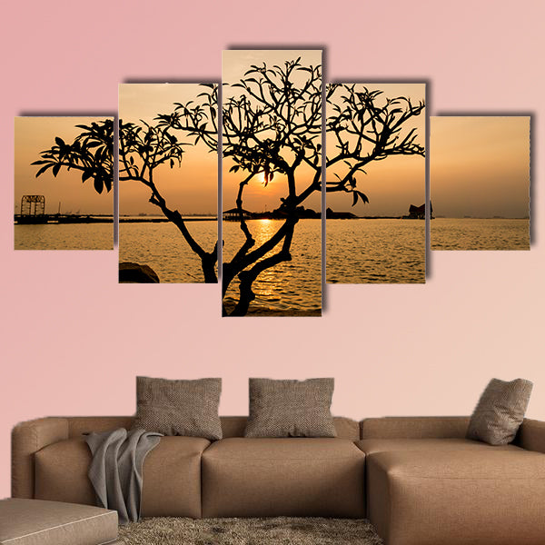 Silhouette of tree, the atmosphere during sunset at Koh Loi wall art