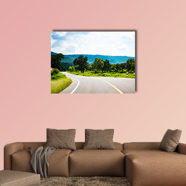 Road to mountain in country multi panel canvas wall art