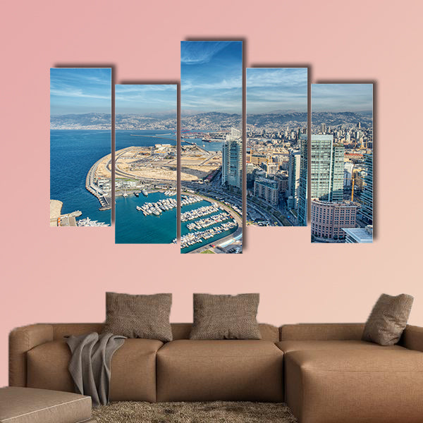 Aerial View of Beirut Lebanon, City of Beirut, Beirut city scape Multi panel canvas wall art