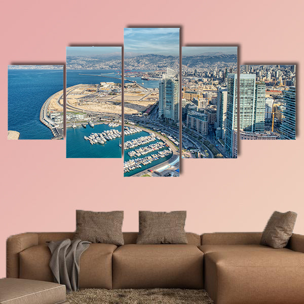 Aerial View of Beirut Lebanon, City of Beirut, Beirut city scape Multi panel canvas wall art