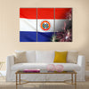 Textile flag of Paraguay with firework seamless close up Multi panel canvas wall art