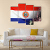 Textile flag of Paraguay with firework seamless close up Multi panel canvas wall art