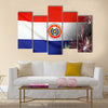 Textile flag of Paraguay with firework seamless close up Multi panel canvas wall art